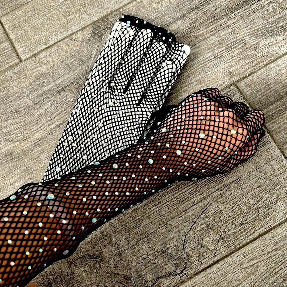 Sparkly Black Net Glove